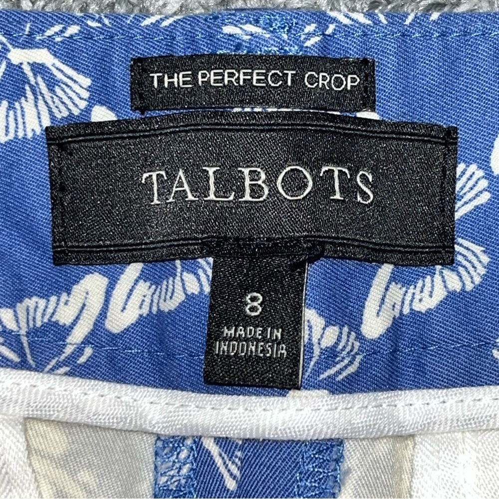 Talbots The Perfect Crop Pants Womens Size 8 Blue Butterfly Chino Stretch - Picture 5 of 9